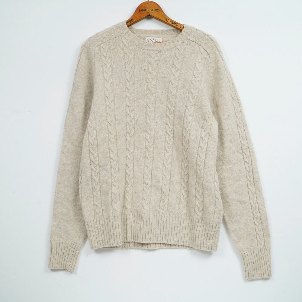 J.Crew 100% Wool Cable Knit Fisherman Sweater Cream XL